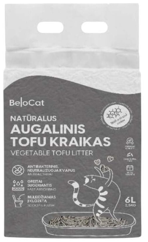 BeloCat Tofu pakaiši kaķiem Charcoal Scent (Aktivētā ogle) 2.5 kg, 6 l
